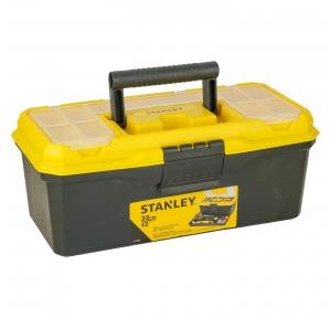 Stanley  1-71-948 13 Inch Organized Maestro Heavy-Duty Portable Plastic Essential Toolbox With Clear Top Lid & Removable Tray Compartment For Easy & Convenient Storage Yellow 32x13.5x15 CM