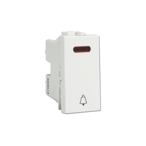 Havells  Coral 10 A Bell Push with Indicator Switch AHCSBIW100 Pack of 20