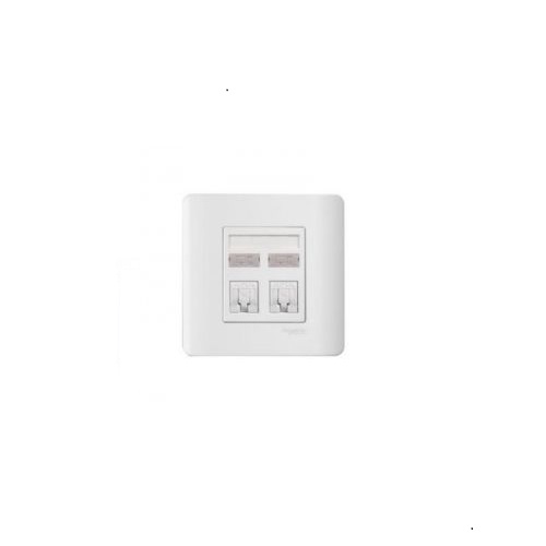 Schneider 2 Gang Telephone + Data Outlet Category 5E on Shuttered Wallplate E8432TDRJS/5>SZ-OS