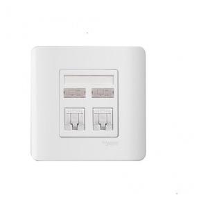 Schneider 2 Gang Data Outlet Category 5E on Shuttered Wallplate E8432RJS/5-OS