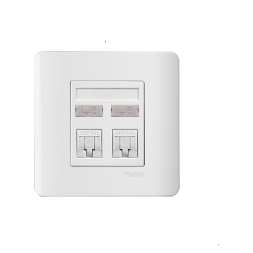 Schneider 2 Gang Data Outlet Category 5E with Integrated Shutter E8432RJ/5-OS