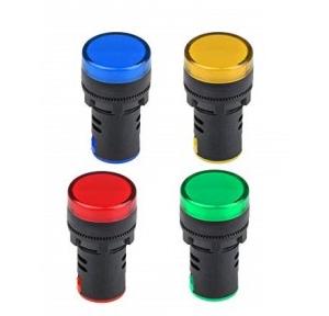 Panel Mount LED Round Indicator, 240V AC (Red, Yellow, Blue, Green)