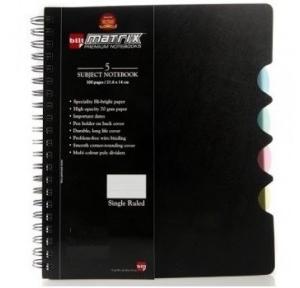 Bilt Matrix A5 Spiral 5 Subject Notebook, Size: 21.6x14cm (100 Pages)