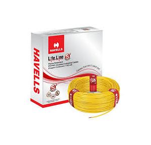 Havells 1.5 Sqmm 1 Core Life Line S3 FR PVC Insulated Industrial Cable, 90 mtr (Yellow)