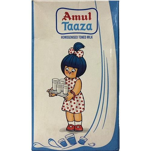 Amul Taaza Homogenised Toned Milk, 1Ltr Pack