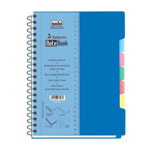 Solo NA457 5-Subjects Note Book, Size: 282x215 mm (300 Pages)