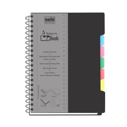 Solo NB557 5-Subjects Note Book, Size: B5 (300 Pages)