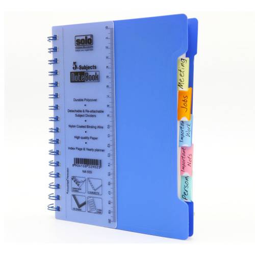 Solo NA555 5-Subjects Note Book, Size: A5 (300 Pages)