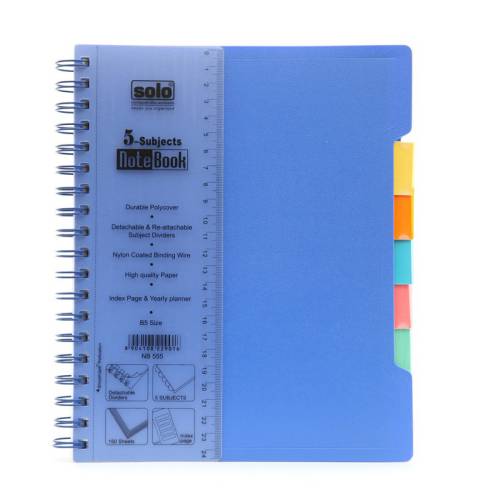 Solo NB555 5-Subjects Note Book, Size: B5 (300 Pages)