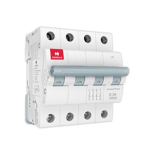 Havells 25A 4P D-Curve AC MCB, DHMGDFPF025