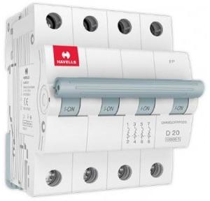 Havells 20A 4P D-Curve AC MCB, DHMGDFPF020