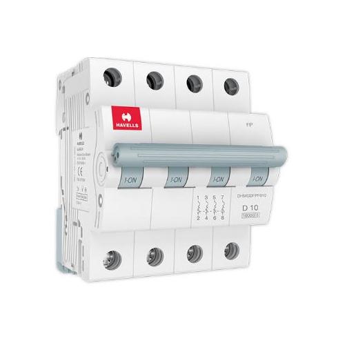 Havells 10A 4P D-Curve AC MCB, DHMGDFPF010