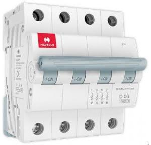 Havells 6A 4P D-Curve AC MCB, DHMGDFPF006