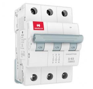 Havells 63A 3P D-Curve AC MCB, DHMGDTPF063