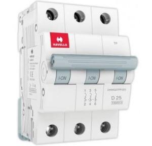 Havells 25A 3P D-Curve AC MCB, DHMGDTPF025