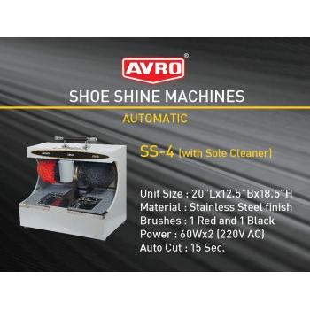 Avro Stainless Steel Finish Automatic Shoe Shine Machines Power 60Wx2 (220V AC) With Sole Cleaner Auto Cut 15 Sec. SS-4