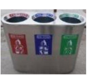 ZIH Trio Dustbin With SS Inner Bucket SS202 60 Ltr Each 16x40x36 Inch