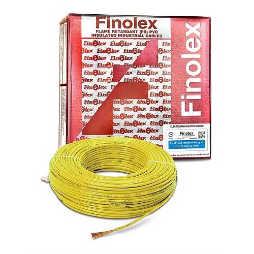 Finolex 1 Sqmm 1 Core FR PVC Insulated Unsheathed Flexible Cable, 90 Mtr (Yellow)