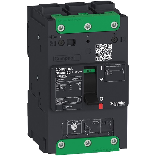 Schneider MCCB With (TMD) and EverLink TM Connectors Compact NSXm 160A 3 Pole 25kA, LV426209