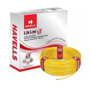 Havells 0.75 Sqmm 1 Core Life Line S3 FR PVC Insulated Industrial Cable, 90 mtr (Yellow)