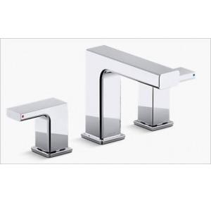 Kohler Strayt Dual-Handle Widespread Basin Faucet With Drain Chrome Polished, K-37331IN-4-CP