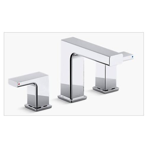 Kohler Strayt Dual-Handle Widespread Basin Faucet With Drain Chrome Polished, K-37331IN-4-CP