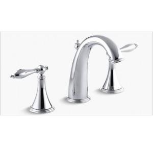 Kohler Finial Traditional Widespread Basin Faucet With Lever Handles And Pop-Up Drain Chrome Polished, K-8670IN-4M-CP