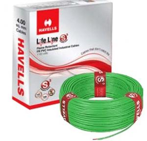 Havells 1.5 Sqmm 1 Core Life Line S3 FR PVC Insulated Industrial Cable, 90 mtr (Green)