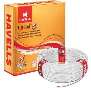 Havells 1.5 Sqmm 1 Core Life Line S3 FR PVC Insulated Industrial Cable, 90 mtr (White)