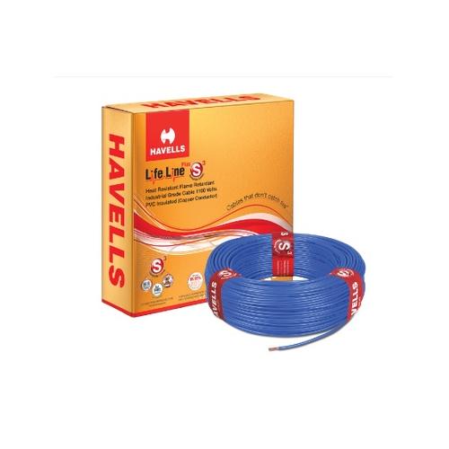 Havells 0.5 Sqmm 1 Core Life Line S3 FR PVC Insulated Industrial Cable, 90 mtr (Blue)