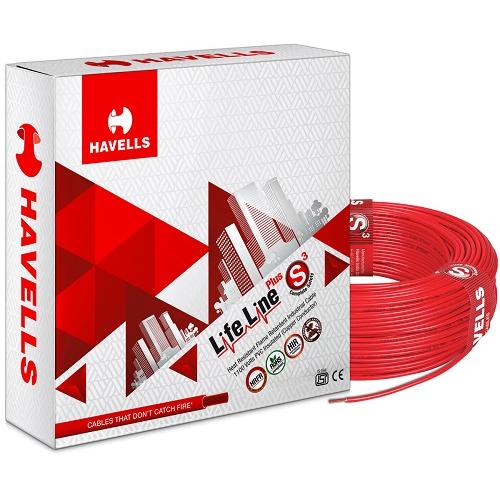 Havells 0.5 Sqmm 1 Core Life Line S3 FR PVC Insulated Industrial Cable, 90 mtr (Red)