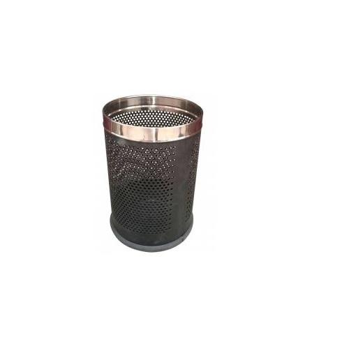 Perforated Dustbin Powder Coated Black SS202 80 Ltr 14x28 Inch