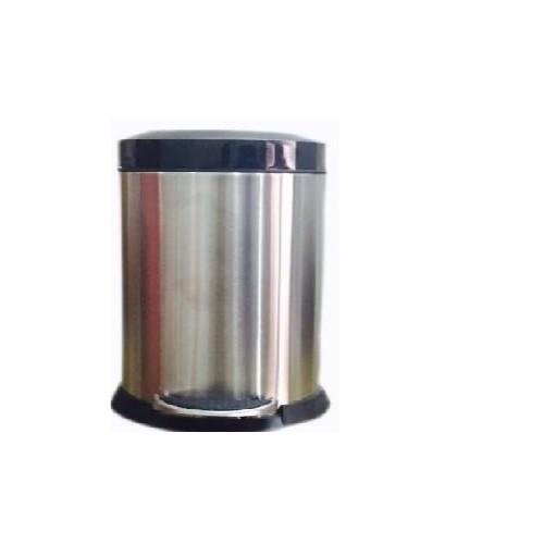 Plain Pedal Dustbin Dlx With Plastic Lid SS202 12 Ltr 10x15 Inch