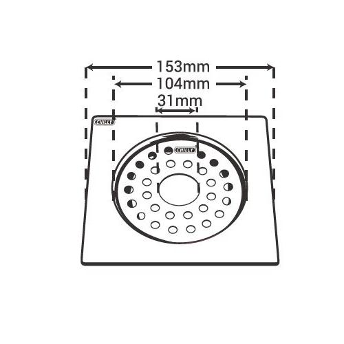 Chilly SS Convertible Ring Grating Square Gypsy Flat Cut Drain Jali 4-5 Inch, CRG-SGFC-153