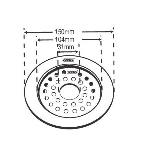 Chilly SS Convertible Ring Grating Round Gypsy Flat Cut Drain Jali 4-5 Inch, CRG-RGFC-150