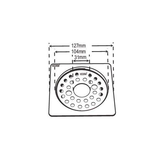 Chilly SS Convertible Ring Grating Square Gypsy Flat Cut with Lock Drain Jali 4 Inch, CRG-SGFCL-127