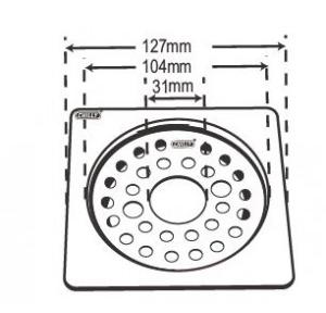 Chilly SS Convertible Ring Grating Square Gypsy Flat Cut with Lock Drain Jali 4 Inch, CRG-SGFCL-127