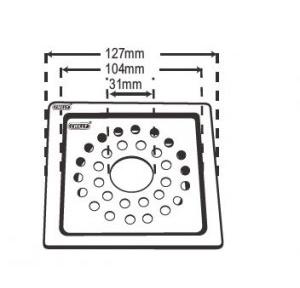 Chilly SS Convertible Ring Grating Square Gypsy Flat cut Drain Jali 4 Inch, CRG-SSGFC-127