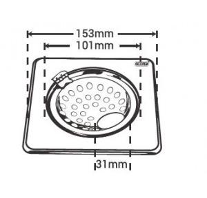 Chilly SS Sanitroking Square Gypsy with Hinge Gloss Finish Drain Jali 4-5 Inch, SK-SGH-153