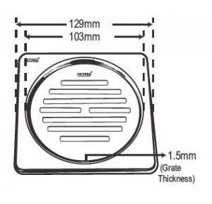 Chilly SS Sanitroking Square Golden Classic Gloss Finish Drain Jali 4 Inch, SK-SGC-129