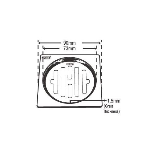 Chilly SS Sanitroking Square Golden Classic Flat Cut Gloss Finish Drain Jali 3 Inch, SK-SGCFC-90