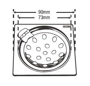 Chilly SS Sanitroking Square Flat Cut With Hinge Gloss Finish Drain Jali 3 Inch, SK-SFCH-90