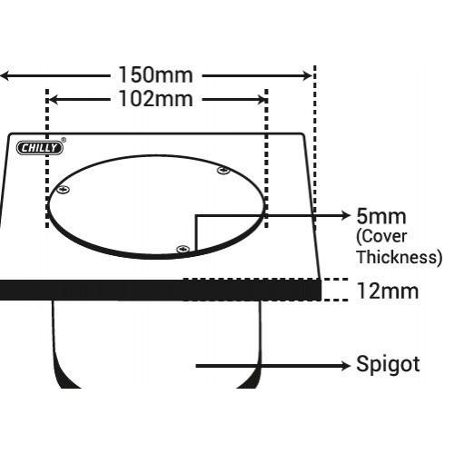 Chilly SS Cleanout Square Spigot Heavy Traffic Matt Finish 4-5 Inch Drain Jali, CO-SSPHT-150