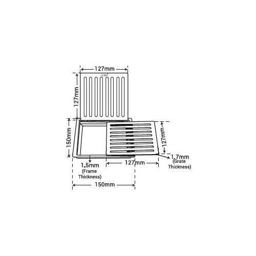 Chilly SS Terrace Grate Square Double Grate Matt Finish Drain Jali, TG-SDG-150