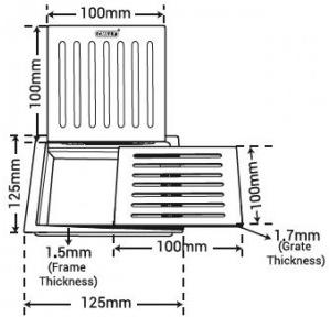 Chilly SS Terrace Grate Square Double Grate Matt Finish Drain Jali, TG-SDG-125