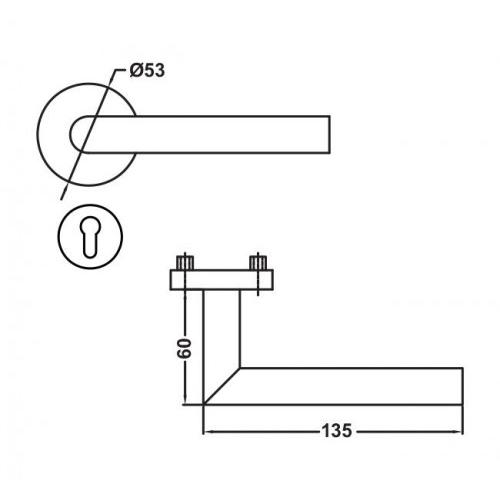 Dorma Lever Handle XL-C 2002-D2 and XL-C 2010A 5 Pin EPC 3025 Both L60