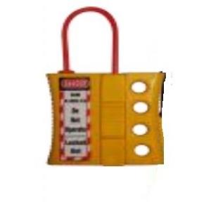 Lockout Hasp Di-Electric with Black Shackle Nylon 4 Holes SH-DEH4-3/6 Yellow With Red