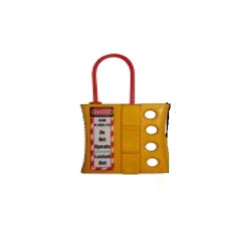 Lockout Hasp Di-Electric with Black Shackle Nylon 4 Holes SH-DEH4-3/6 Yellow With Red