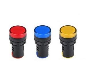 Panel Mount LED Indicator Round, 240V AC Red, Yellow, Blue Pack of 3 Pcs