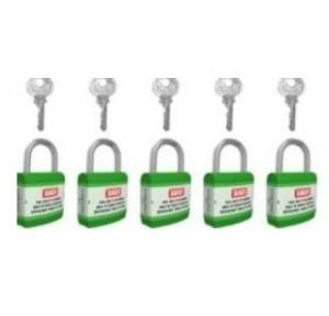 Jacket Long Shackle Padlock With Alike Key and ABS Instruction Stickers ABS SH-PL-LS-AK5 Green Pack of 5